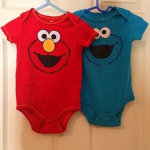 Sesame Street Elmo & Cookie Monster onesies